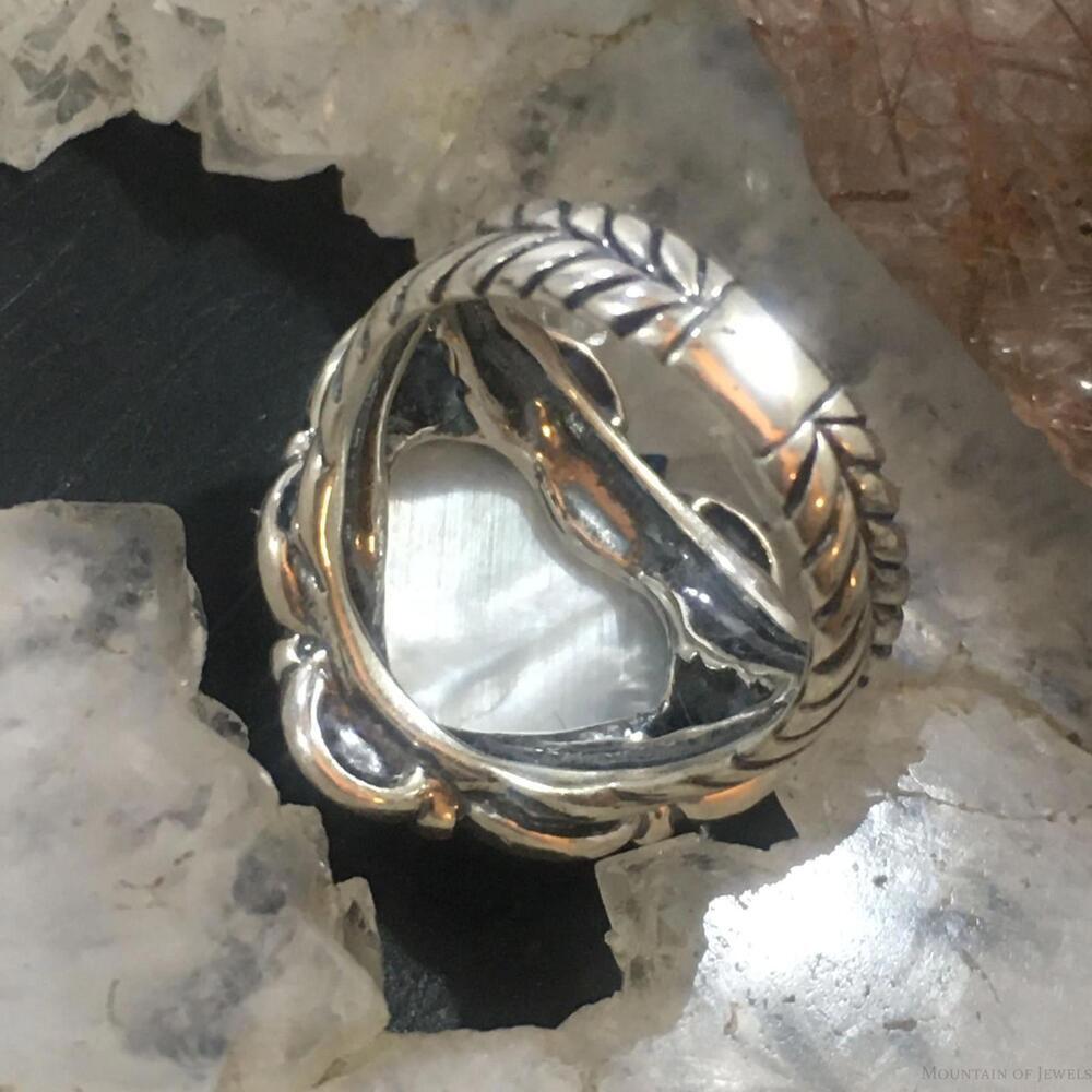 Carolyn Pollack Sterling Faceted Mother of Pearl Decorated Heart Ring Size 6.5 - Picture 7 of 10
